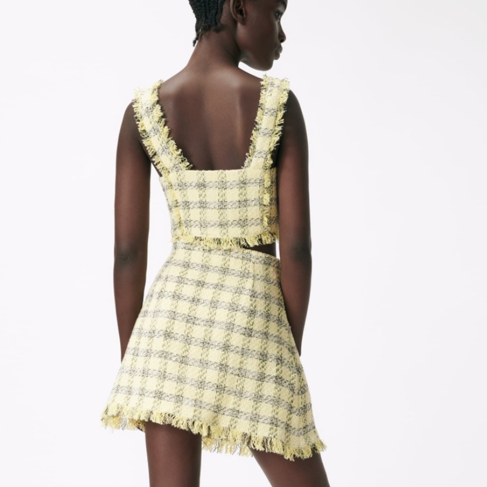 Yellow designer tweed top. Matching skirt also available - Picture 7 of 8